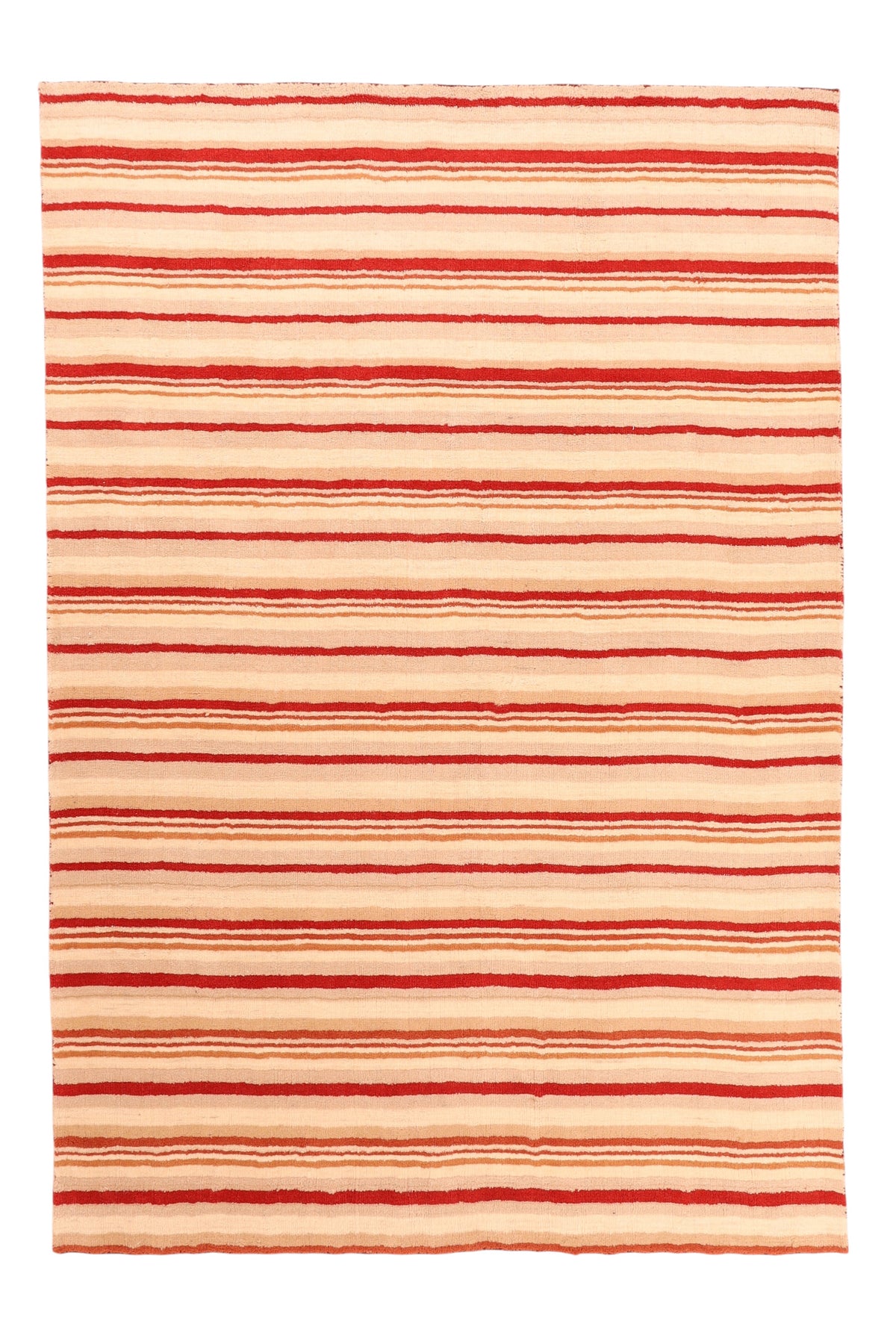 Moderner Wollteppich mit Streifen – handgeknüpft, 196 × 291 cm