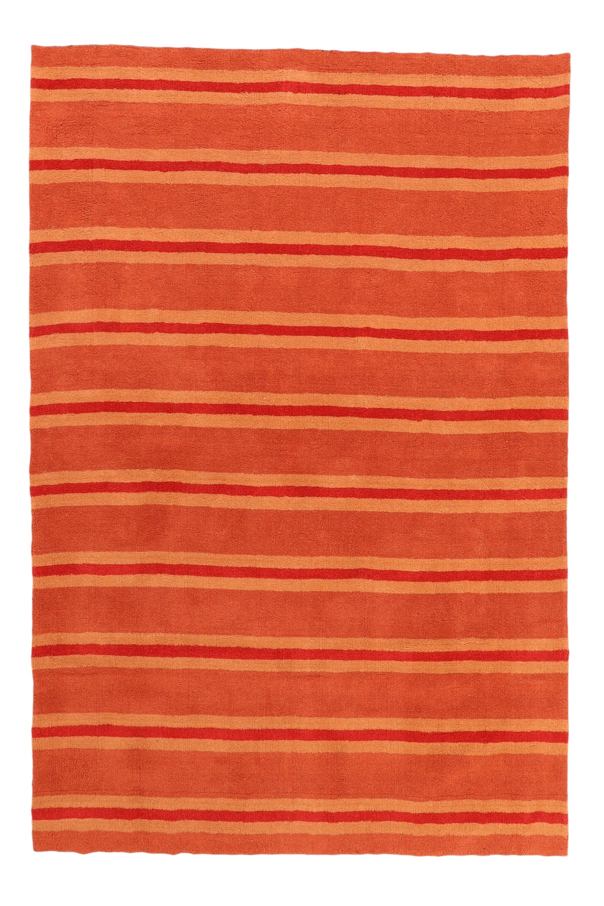 Moderner Wollteppich in Orange – handgeknüpft, 196 × 291 cm