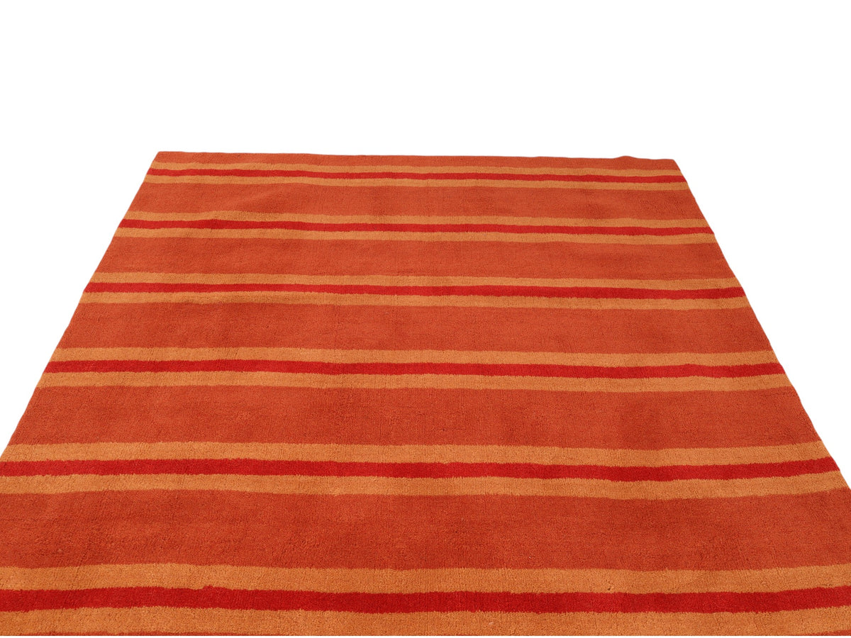 Moderner Wollteppich in Orange – handgeknüpft, 196 × 291 cm