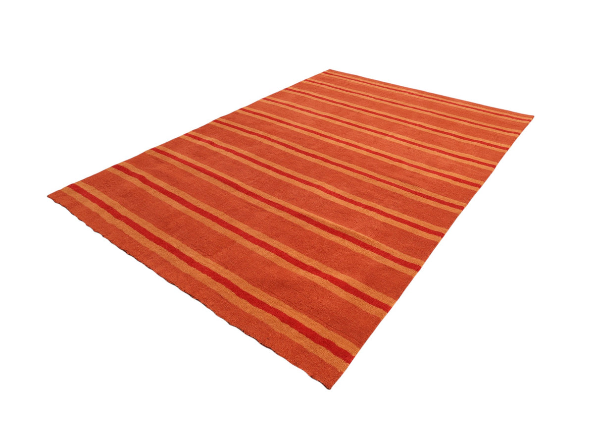 Moderner Wollteppich in Orange – handgeknüpft, 196 × 291 cm