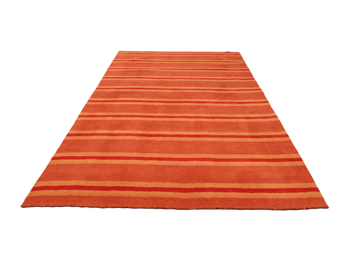 Moderner Wollteppich in Orange – handgeknüpft, 196 × 291 cm