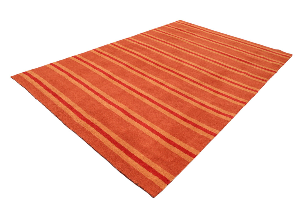 Moderner Wollteppich in Orange – handgeknüpft, 196 × 291 cm