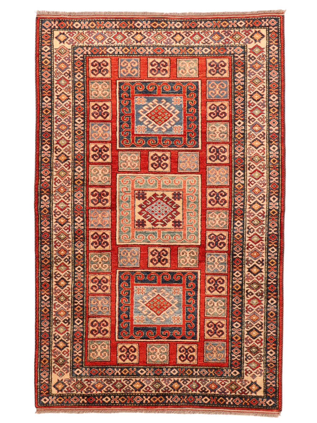 Kazak-Orientteppich – handgeknüpft, Wolle auf Wolle, 200 × 128 cm
