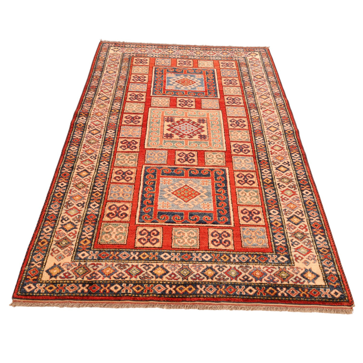 Kazak-Orientteppich – handgeknüpft, Wolle auf Wolle, 200 × 128 cm