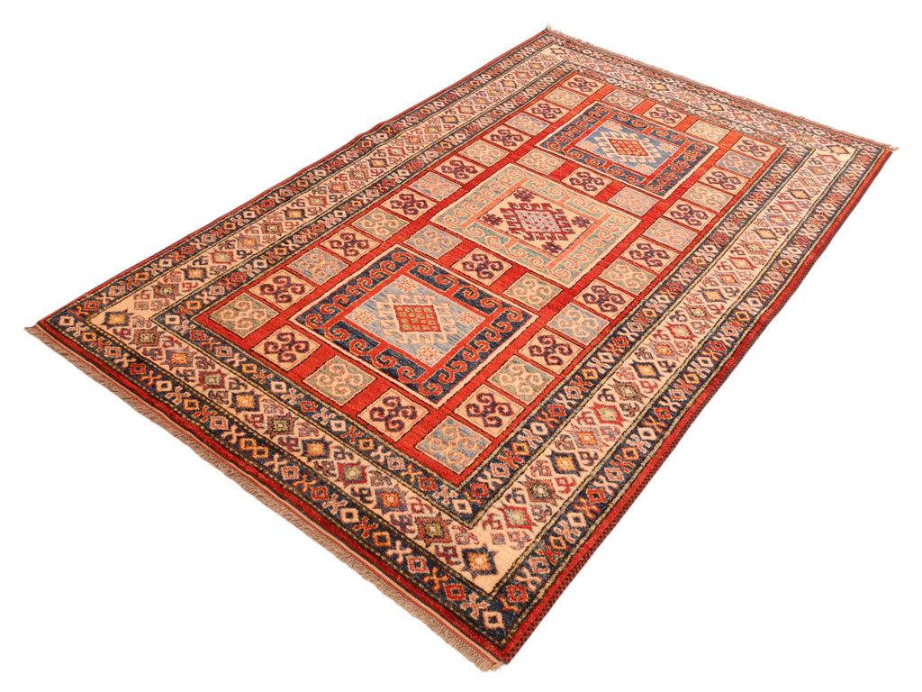 Kazak-Orientteppich – handgeknüpft, Wolle auf Wolle, 200 × 128 cm