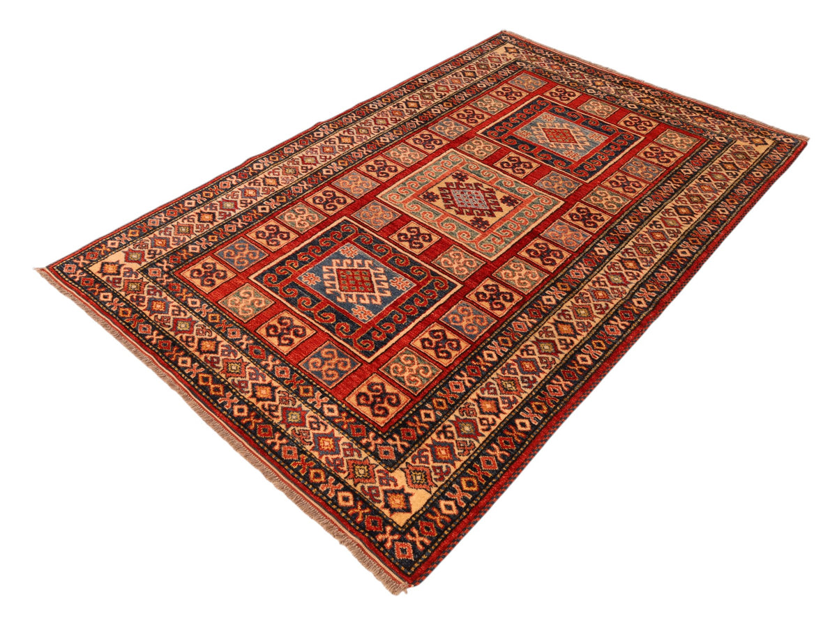 Kazak-Orientteppich – handgeknüpft, Wolle auf Wolle, 200 × 128 cm