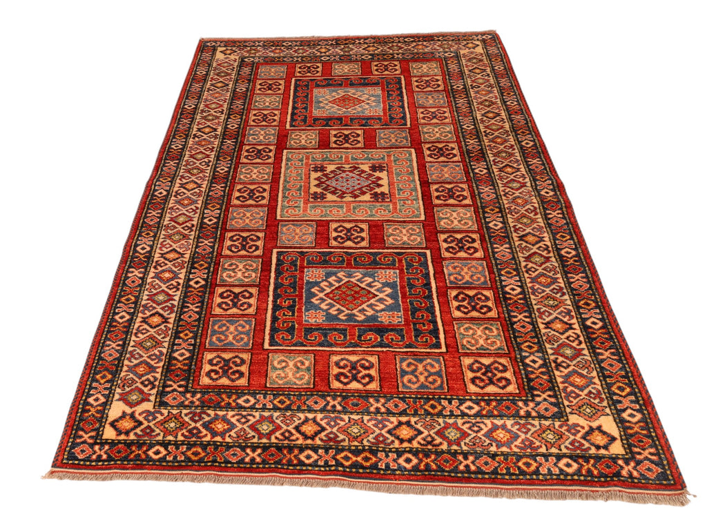 Kazak-Orientteppich – handgeknüpft, Wolle auf Wolle, 200 × 128 cm