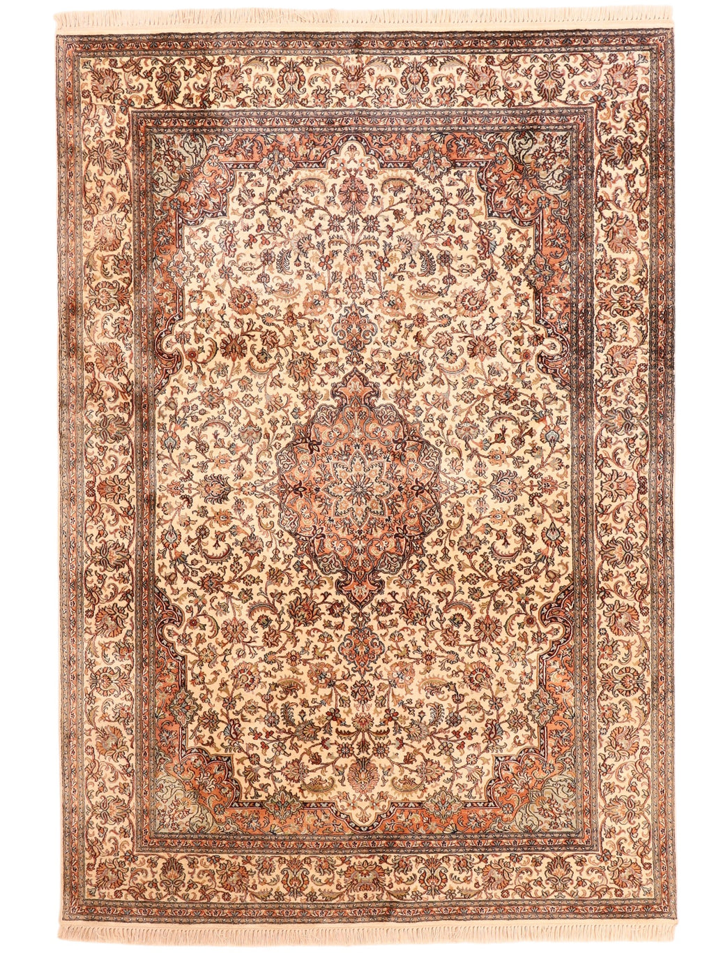 Kaschmir-Teppich aus reiner Seide – handgeknüpft, 248 × 170 cm
