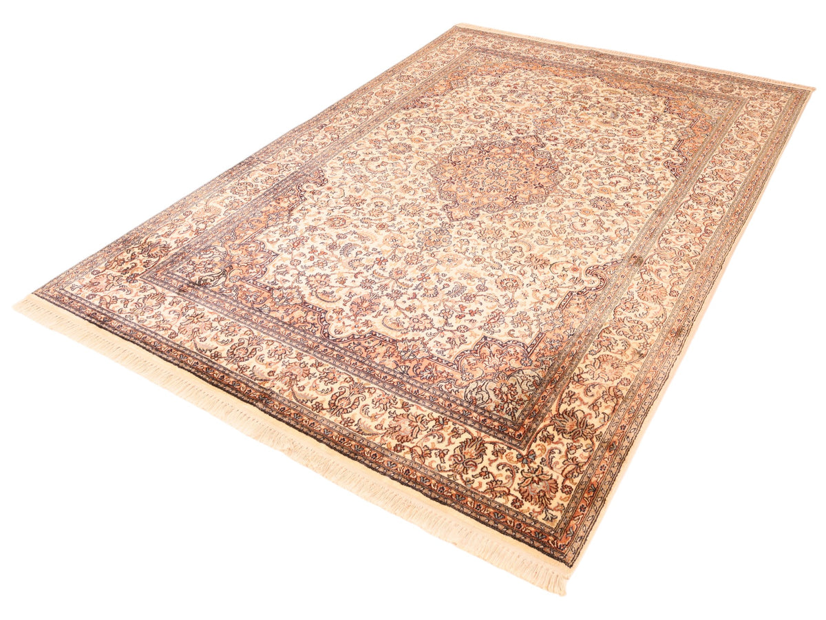 Kaschmir-Teppich aus reiner Seide – handgeknüpft, 248 × 170 cm