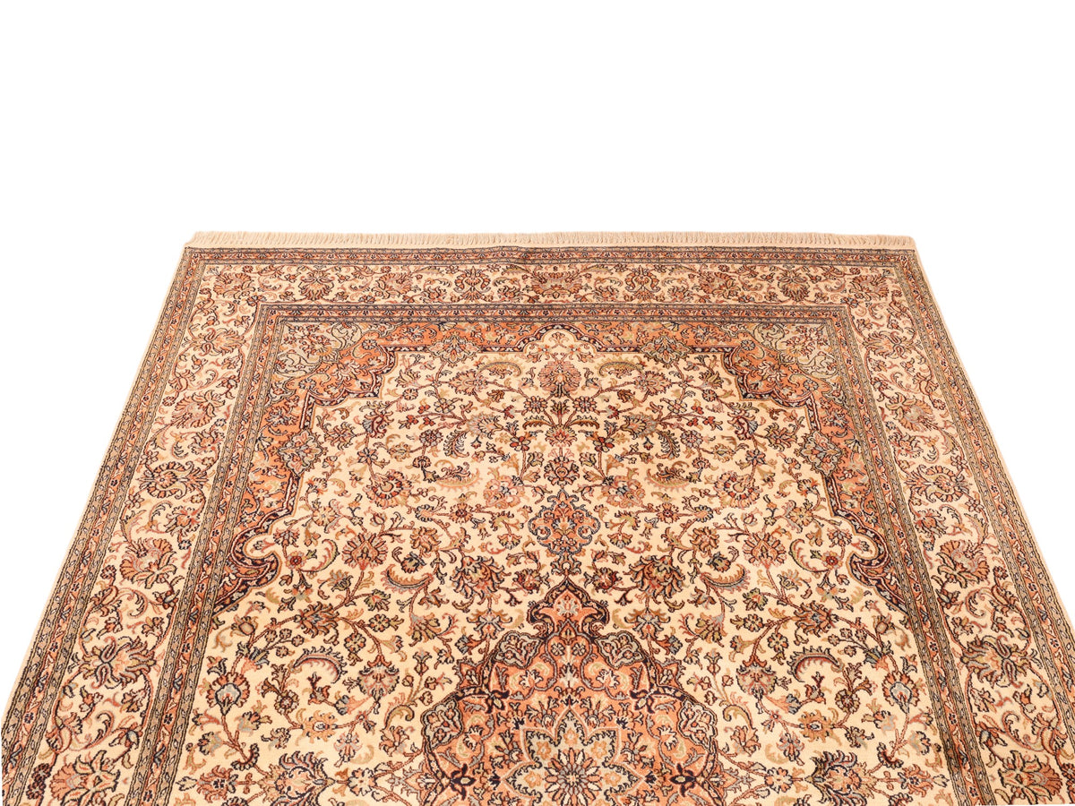 Kaschmir-Teppich aus reiner Seide – handgeknüpft, 248 × 170 cm