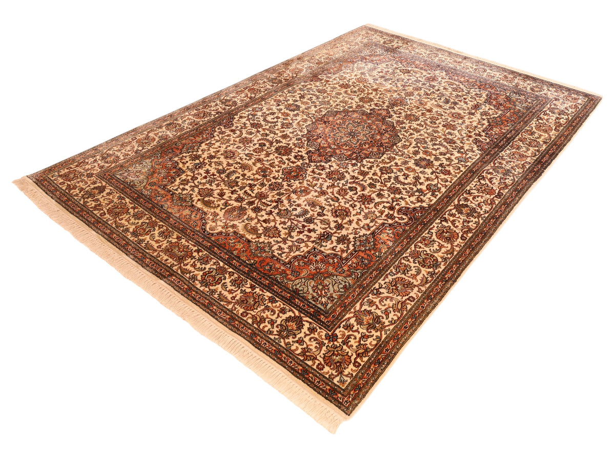 Kaschmir-Teppich aus reiner Seide – handgeknüpft, 248 × 170 cm