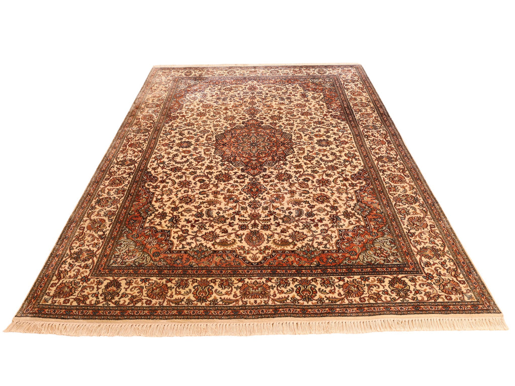 Kaschmir-Teppich aus reiner Seide – handgeknüpft, 248 × 170 cm