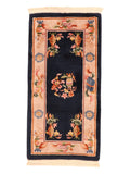 Handgeknüpfter China Orientteppich 123x62 cm Wolle Blau Beige