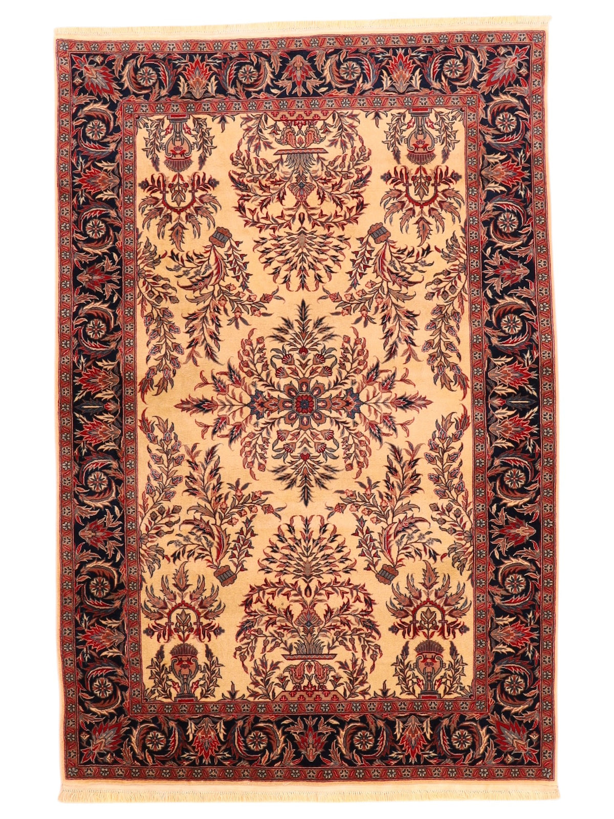 Chinesischer Wollteppich – handgeknüpft, Beige, 163 × 128 cm