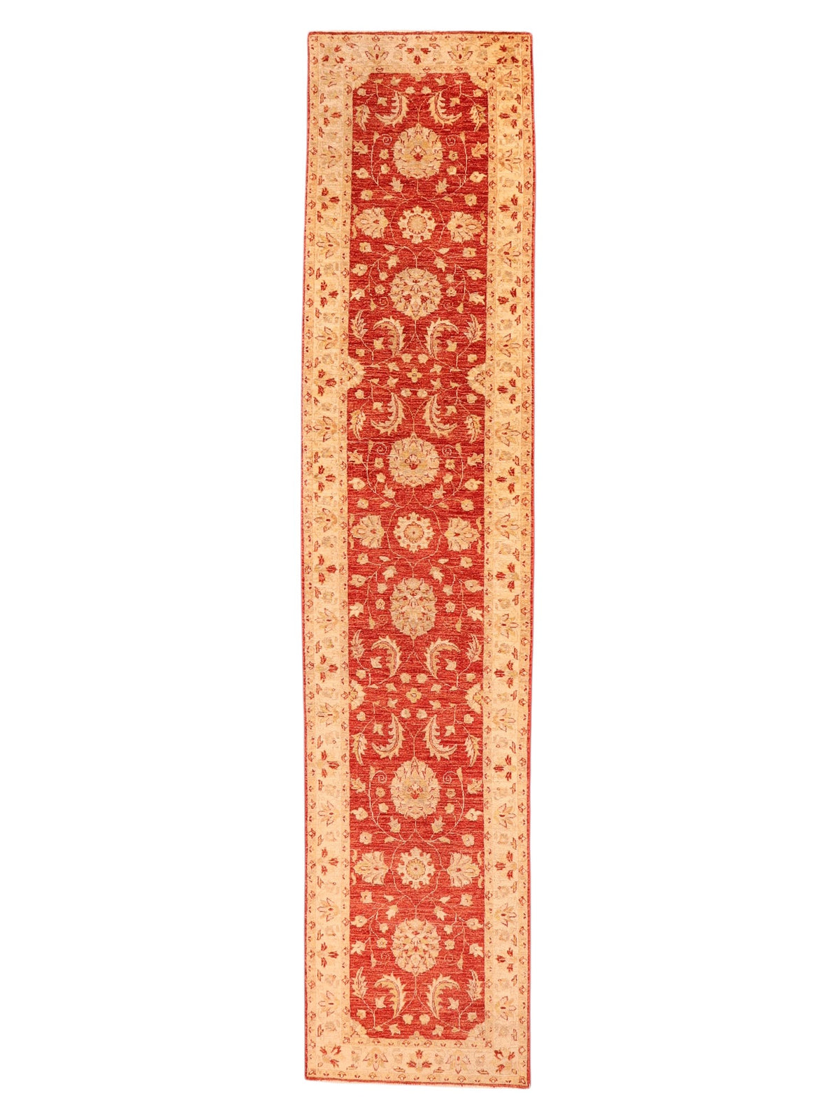 Zigler-Läufer aus Wolle – handgeknüpft, Rostrot, 387 × 83 cm