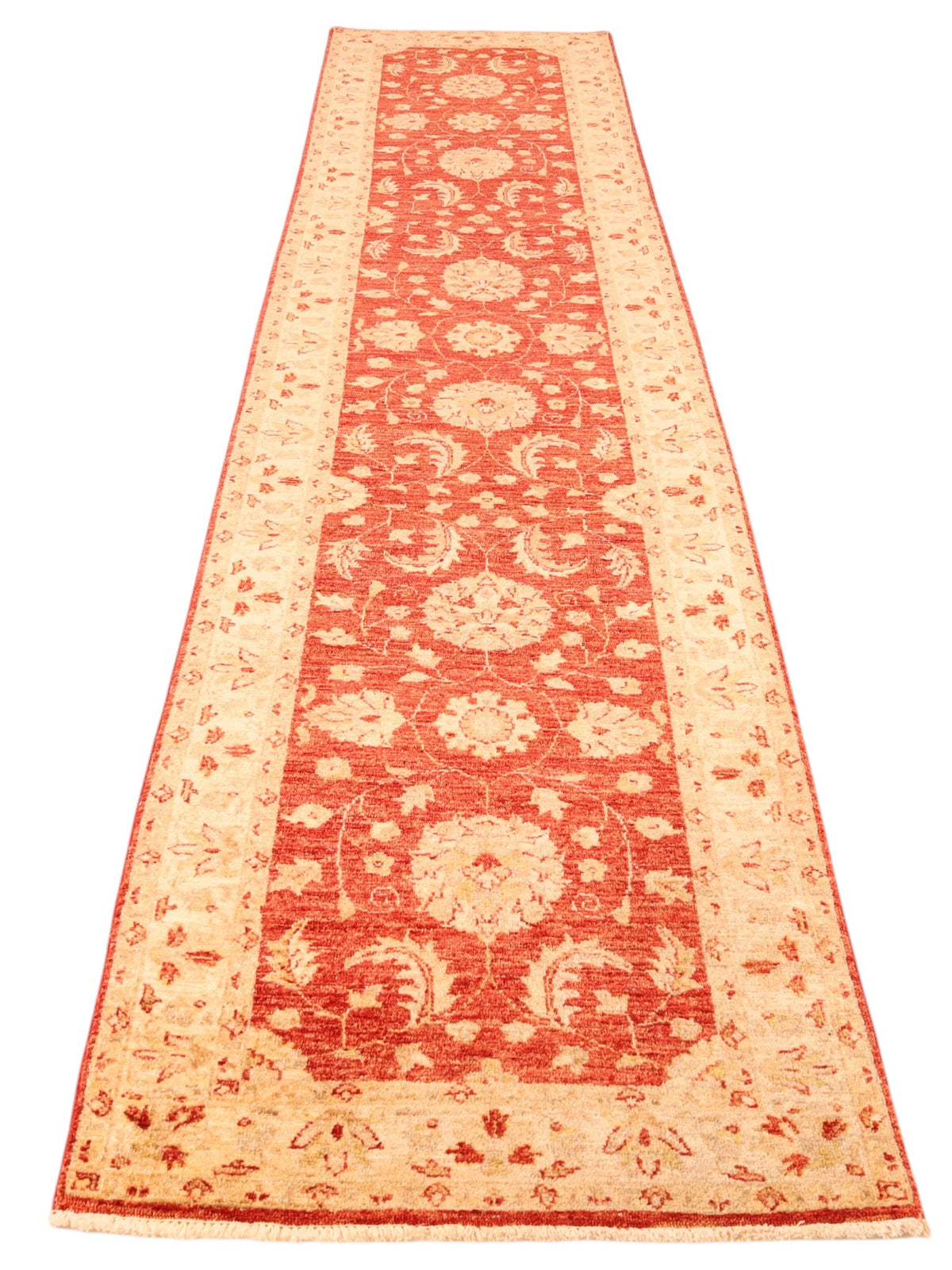 Zigler-Läufer aus Wolle – handgeknüpft, Rostrot, 387 × 83 cm