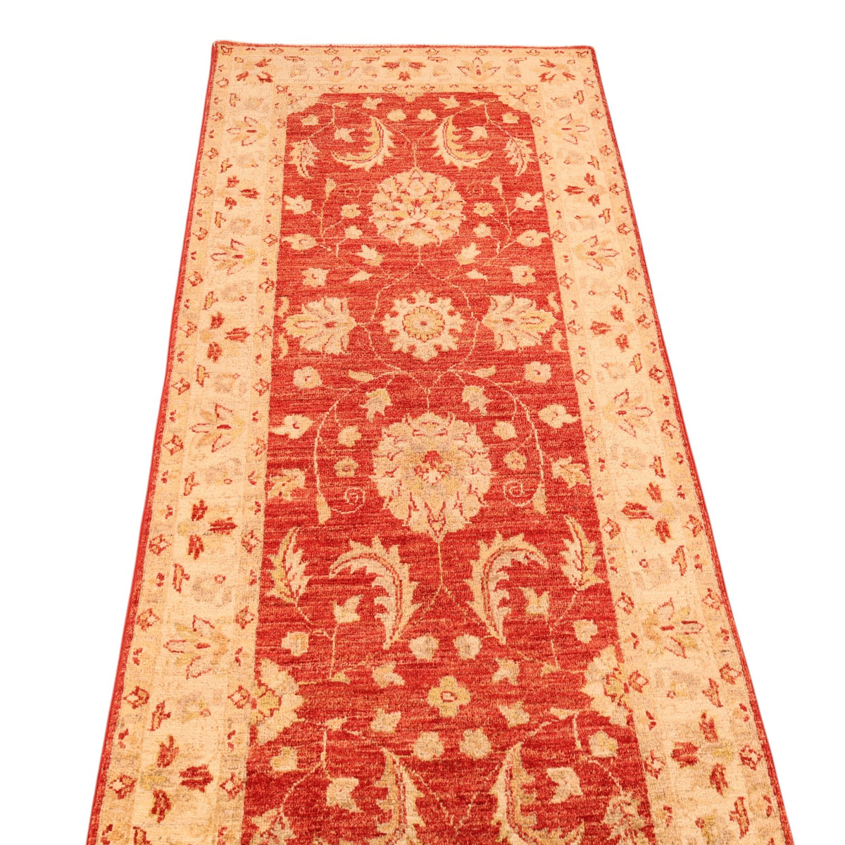 Zigler-Läufer aus Wolle – handgeknüpft, Rostrot, 387 × 83 cm