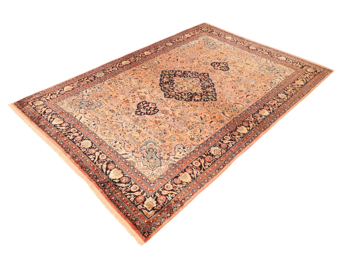 Chinesischer Seidenteppich – handgeknüpft, Seide auf Seide, 242 × 155 cm