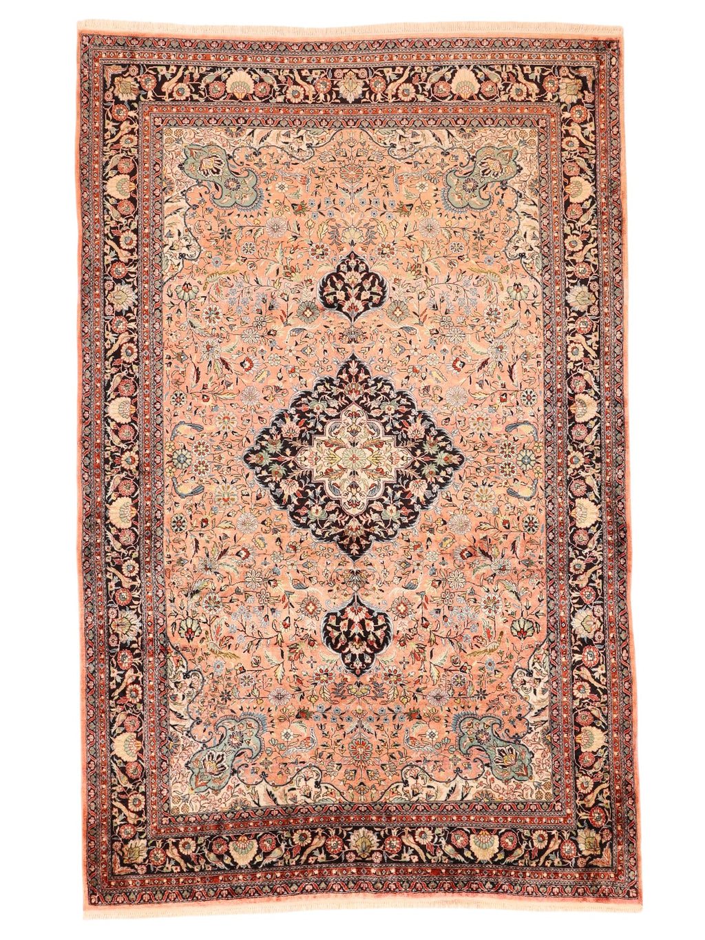 Chinesischer Seidenteppich – handgeknüpft, Seide auf Seide, 242 × 155 cm