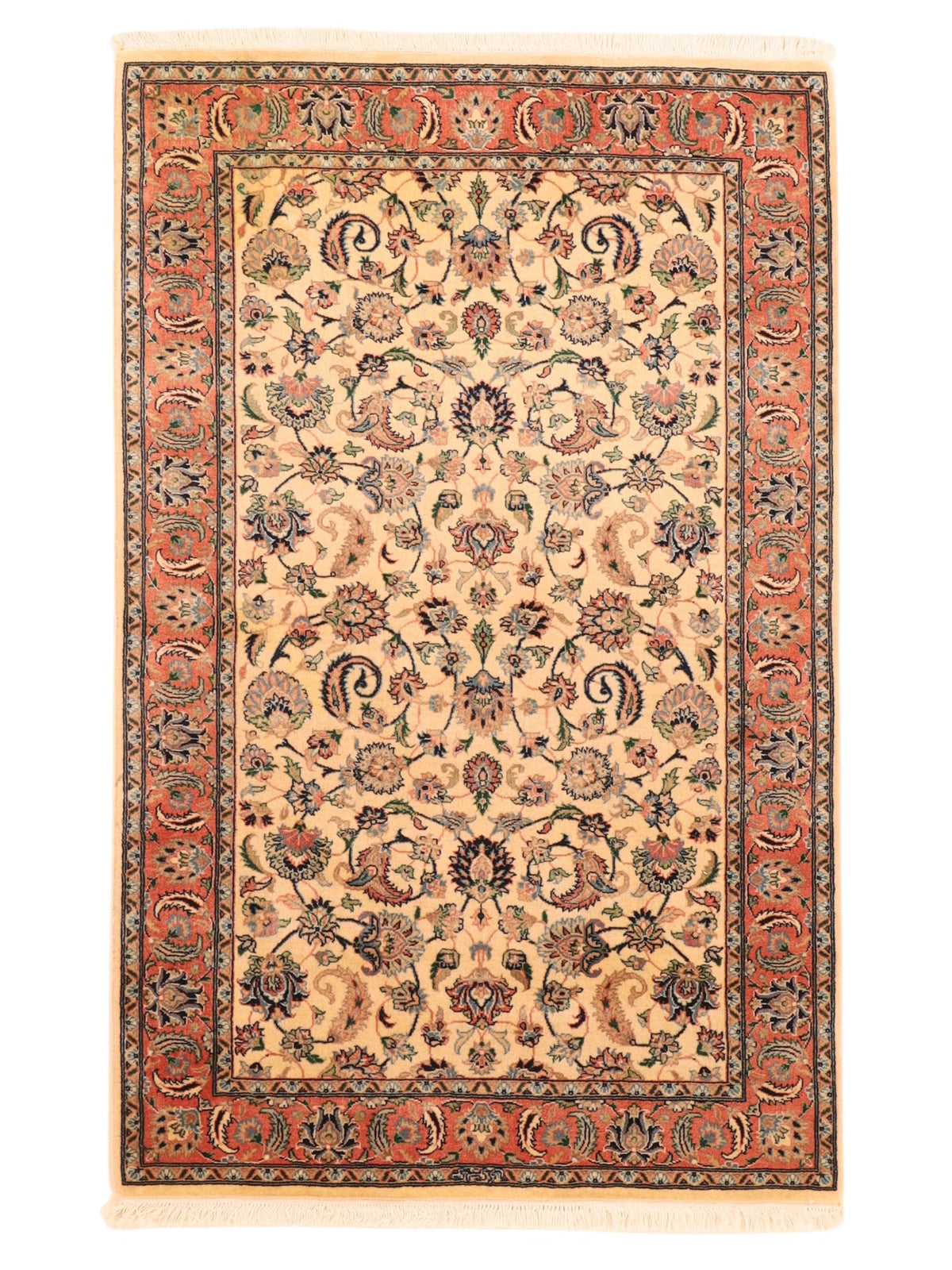 Indo-Täbriz-Orientteppich aus Wolle – handgeknüpft, 147 × 93 cm