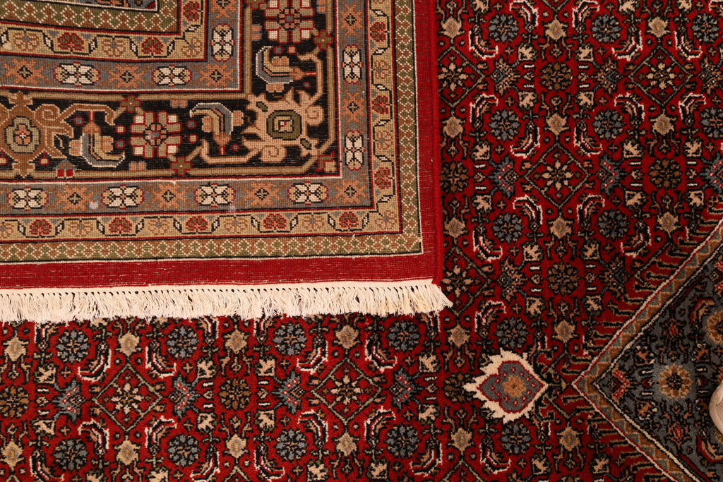 Indo-Bidjar-Teppich aus Wolle – handgeknüpft, Dunkelrot, 347 × 247 cm