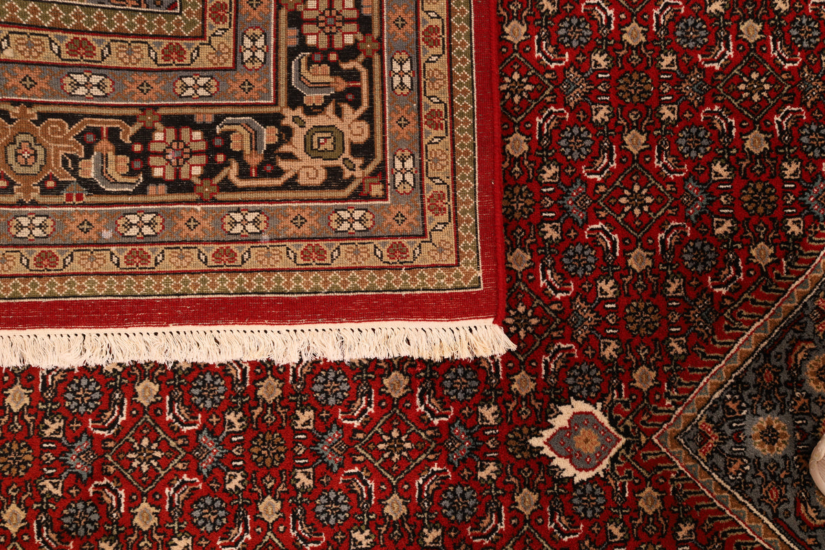 Indo-Bidjar-Teppich aus Wolle – handgeknüpft, Dunkelrot, 347 × 247 cm