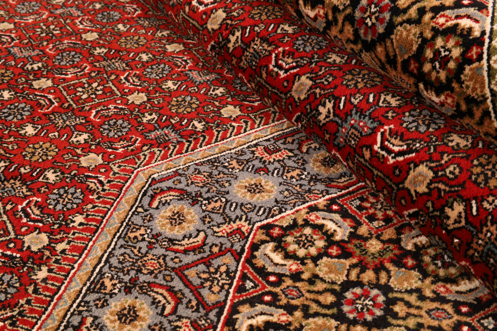 Indo-Bidjar-Teppich aus Wolle – handgeknüpft, Dunkelrot, 347 × 247 cm