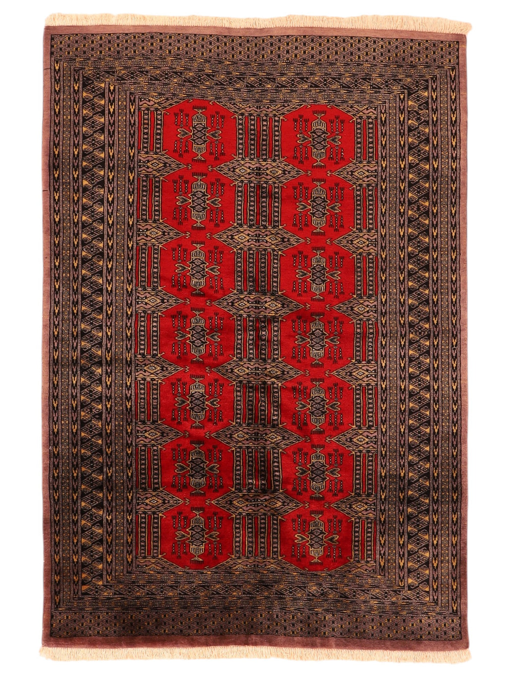Pakistanischer Wollteppich – handgeknüpft, Rot, 190 × 132 cm