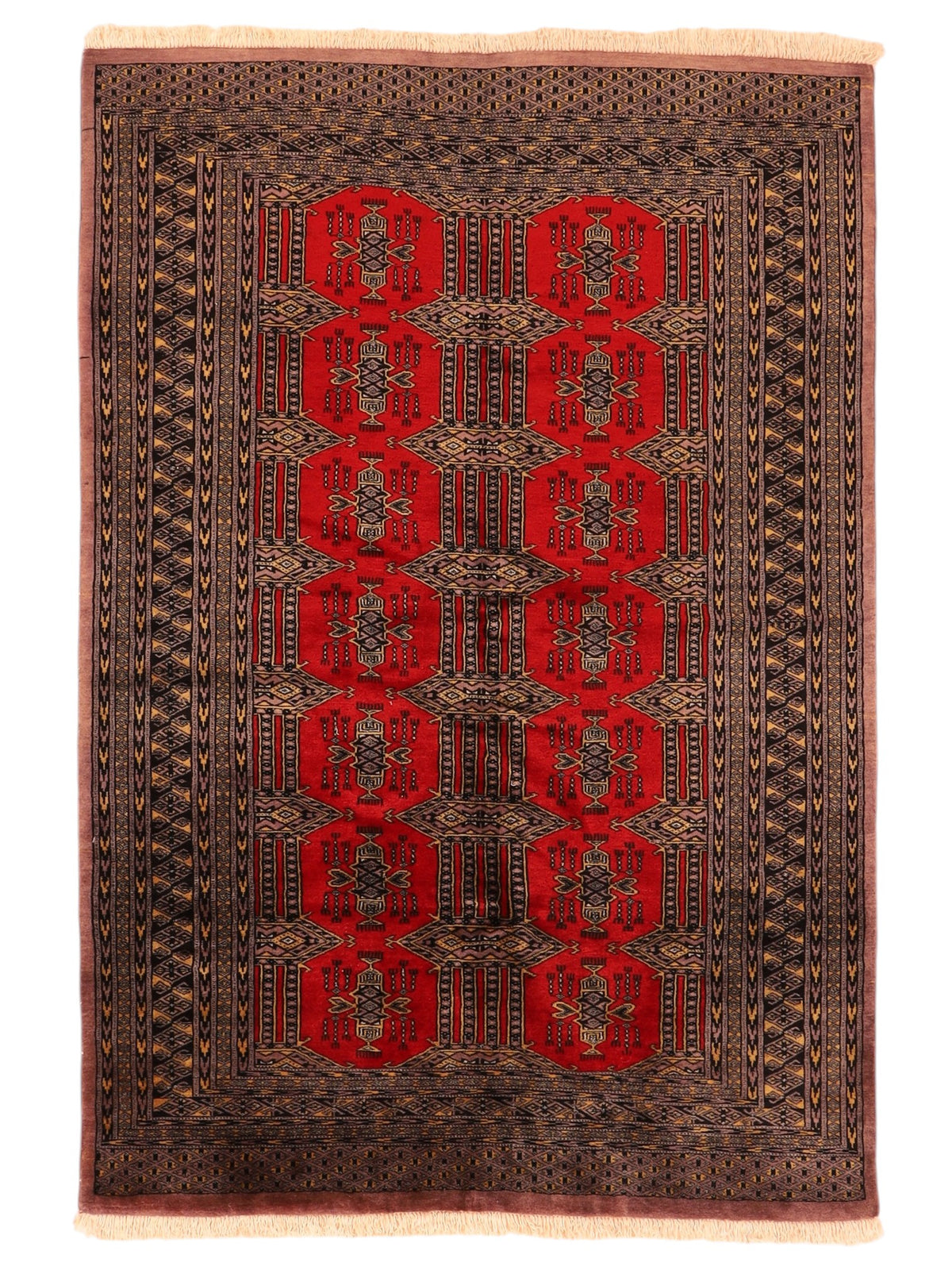 Pakistanischer Wollteppich – handgeknüpft, Rot, 190 × 132 cm