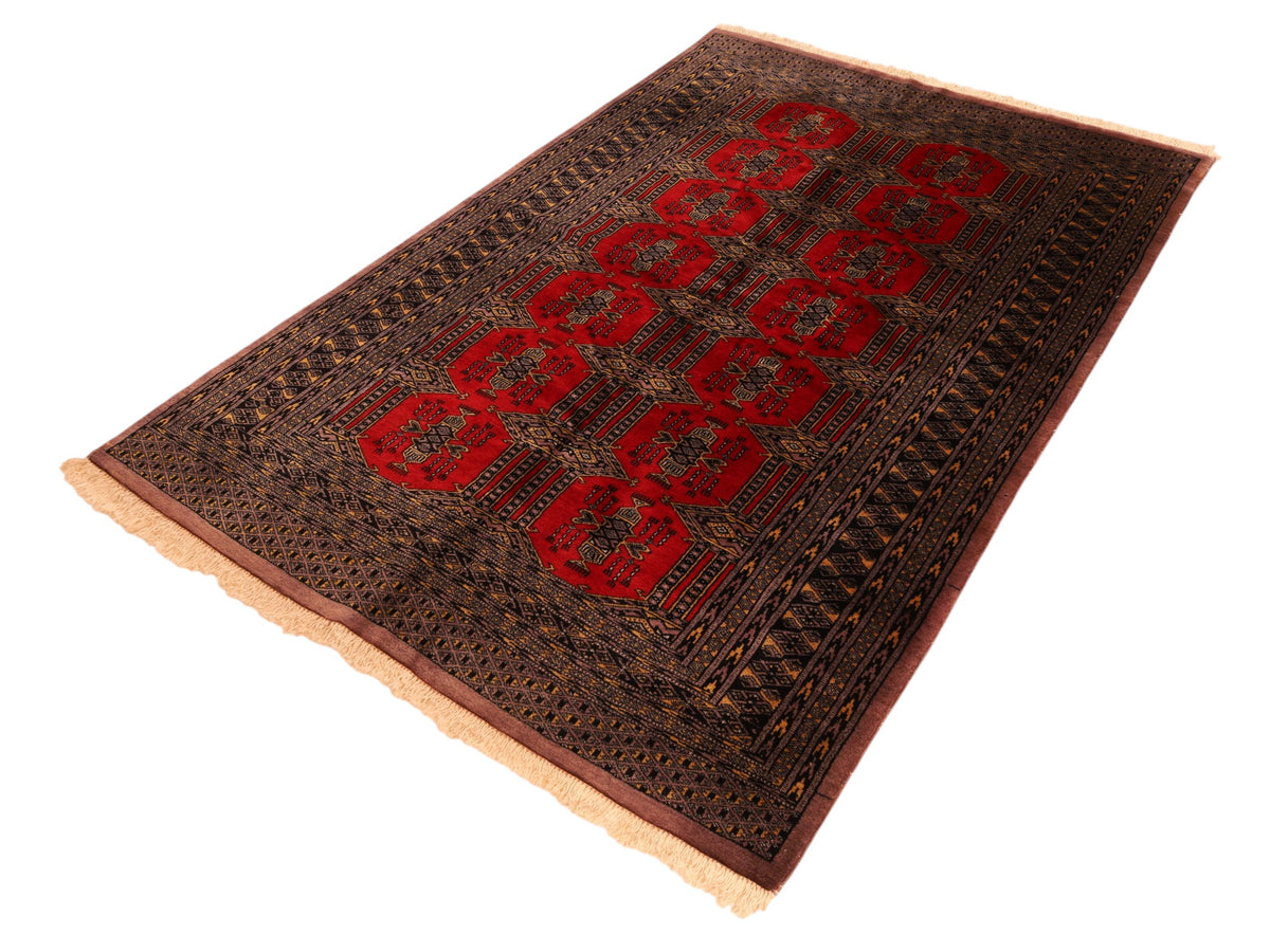 Pakistanischer Wollteppich – handgeknüpft, Rot, 190 × 132 cm