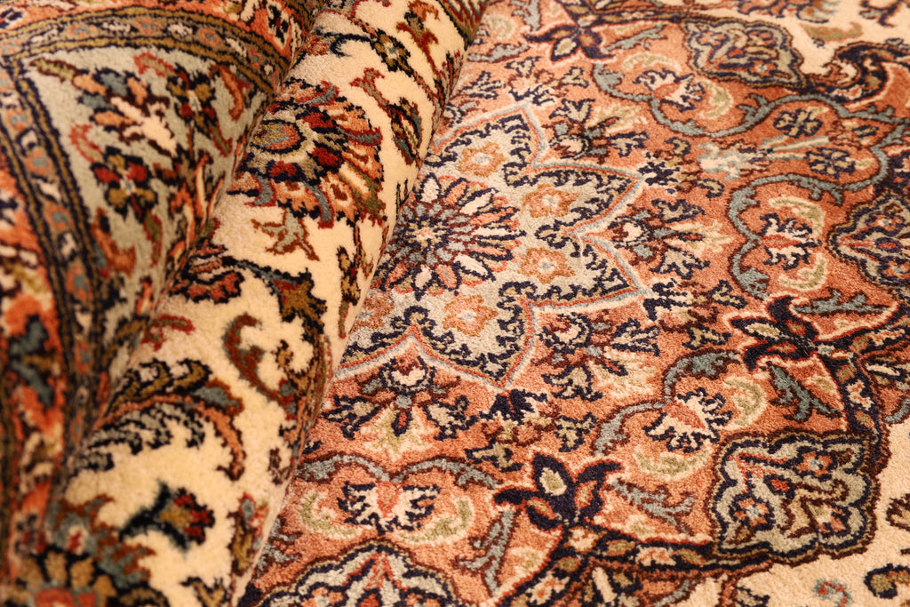 Kaschmir-Teppich aus reiner Seide – handgeknüpft, 248 × 170 cm