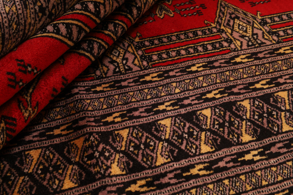 Pakistanischer Wollteppich – handgeknüpft, Rot, 190 × 132 cm