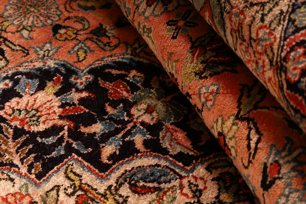 Chinesischer Seidenteppich – handgeknüpft, Seide auf Seide, 242 × 155 cm