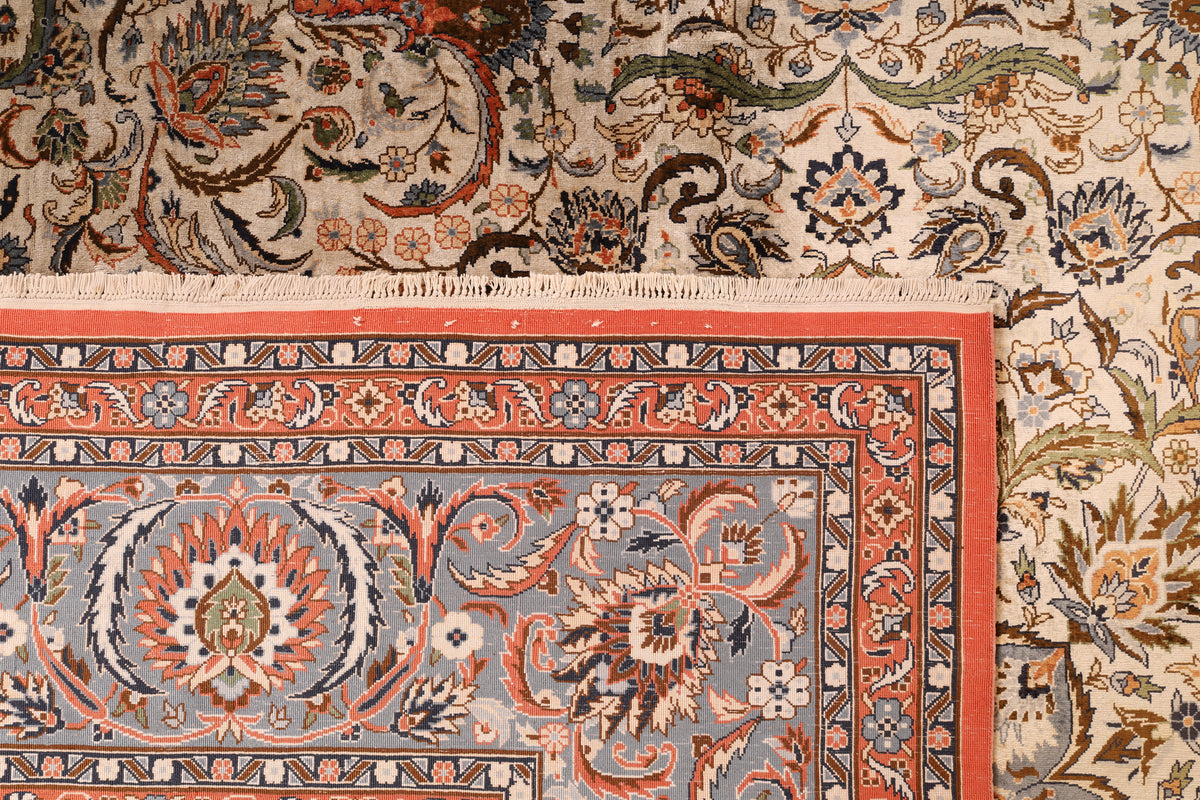 Chinesischer Seidenteppich – handgeknüpft, Seide auf Seide, 306 × 244 cm