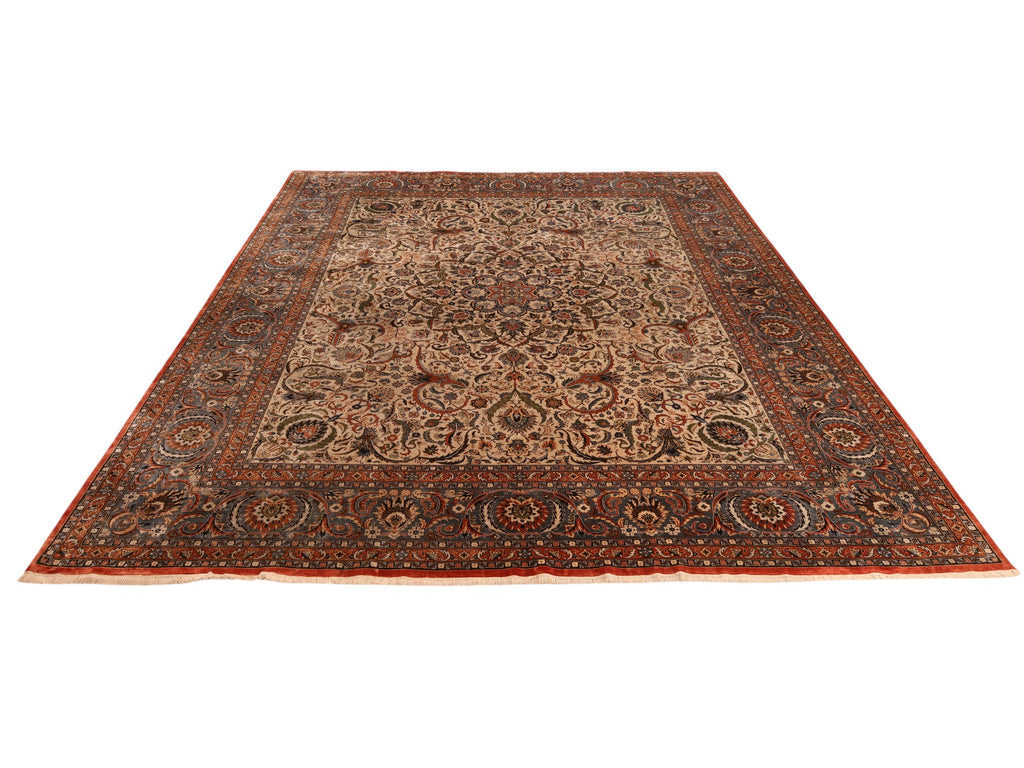 Chinesischer Seidenteppich – handgeknüpft, Seide auf Seide, 306 × 244 cm