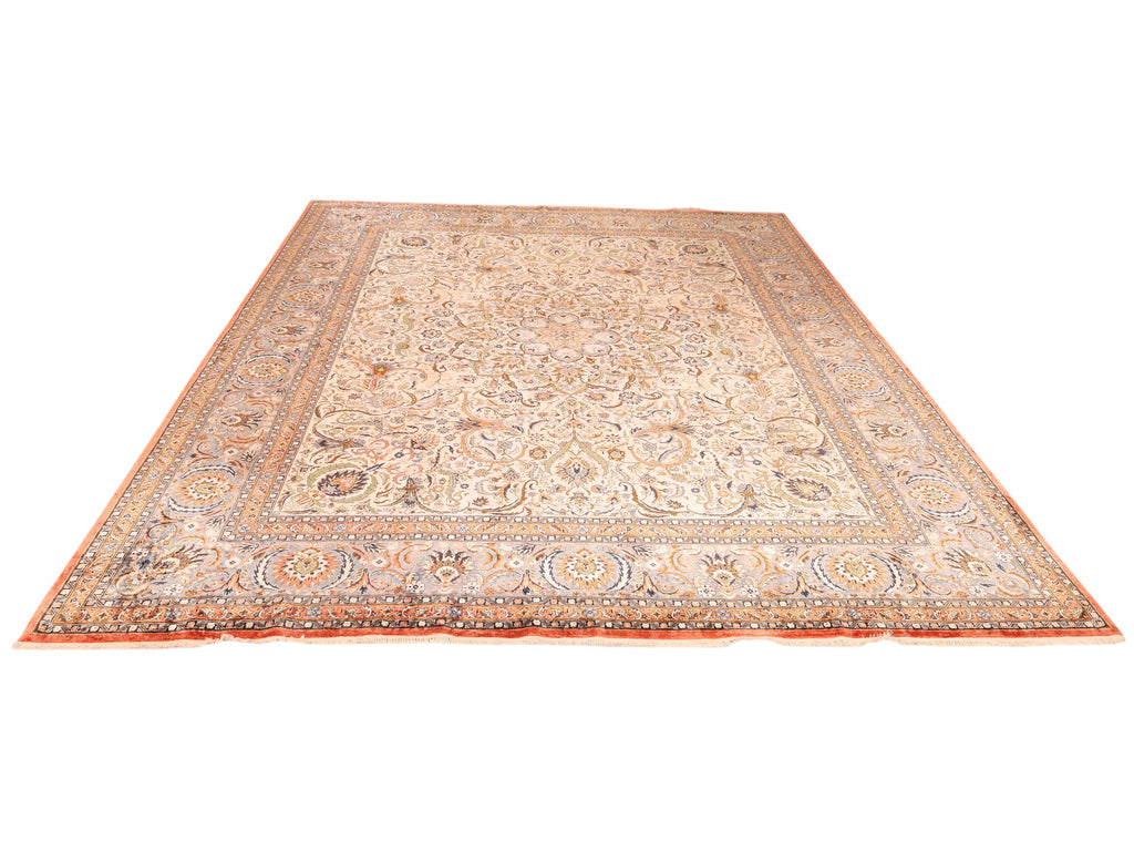 Chinesischer Seidenteppich – handgeknüpft, Seide auf Seide, 306 × 244 cm