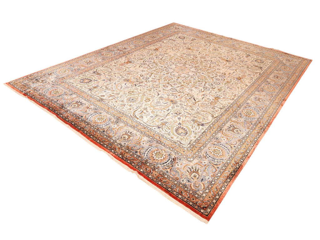 Chinesischer Seidenteppich – handgeknüpft, Seide auf Seide, 306 × 244 cm