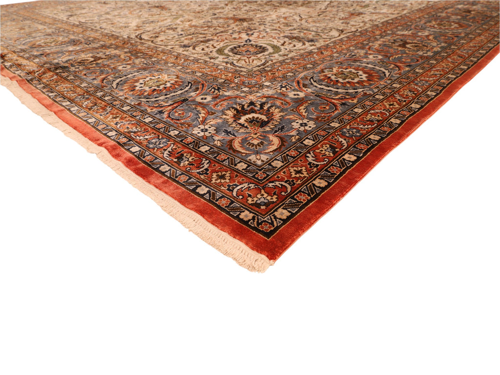 Chinesischer Seidenteppich – handgeknüpft, Seide auf Seide, 306 × 244 cm