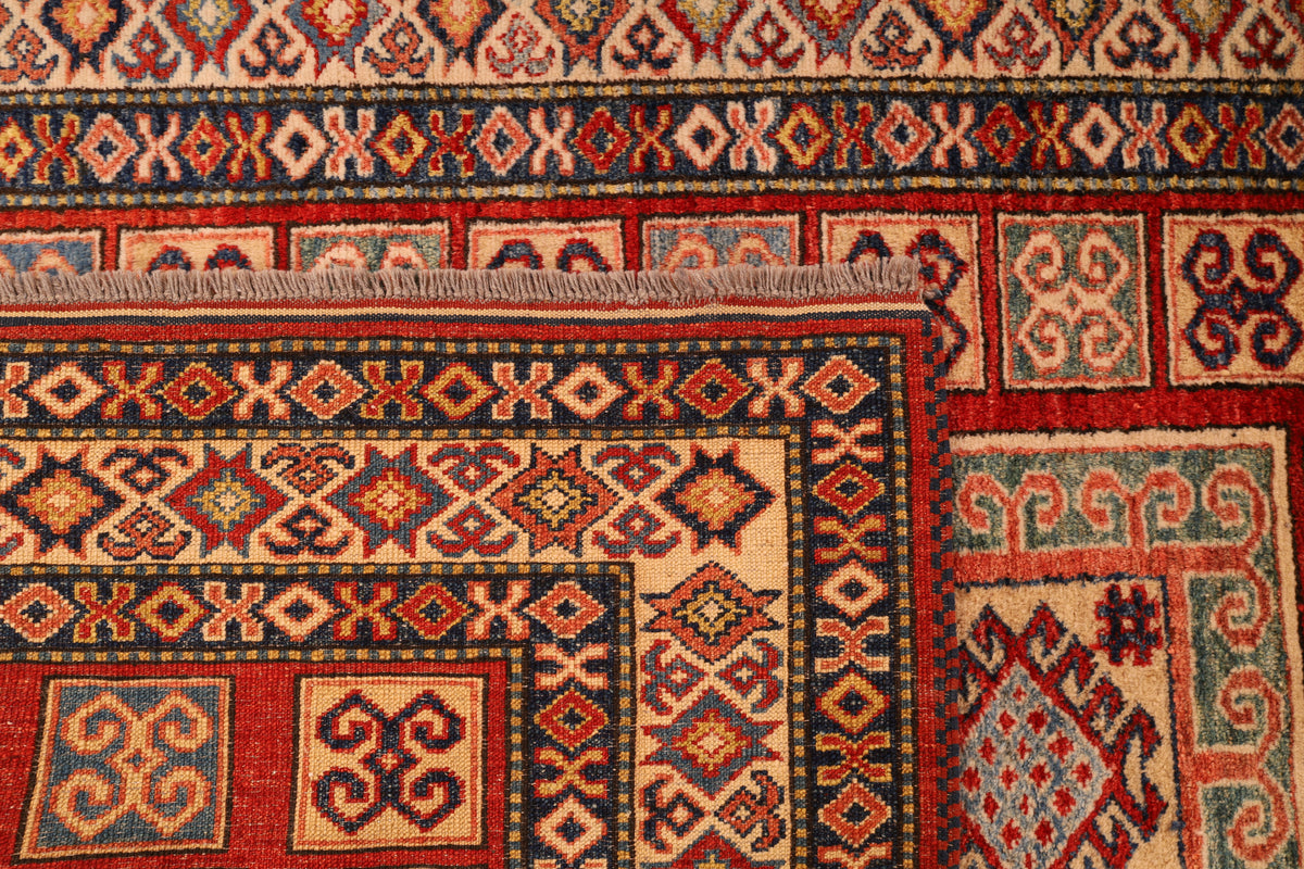 Kazak-Orientteppich – handgeknüpft, Wolle auf Wolle, 200 × 128 cm
