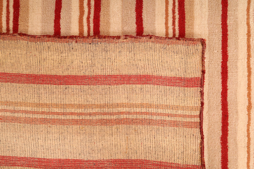 Moderner Wollteppich mit Streifen – handgeknüpft, 196 × 291 cm
