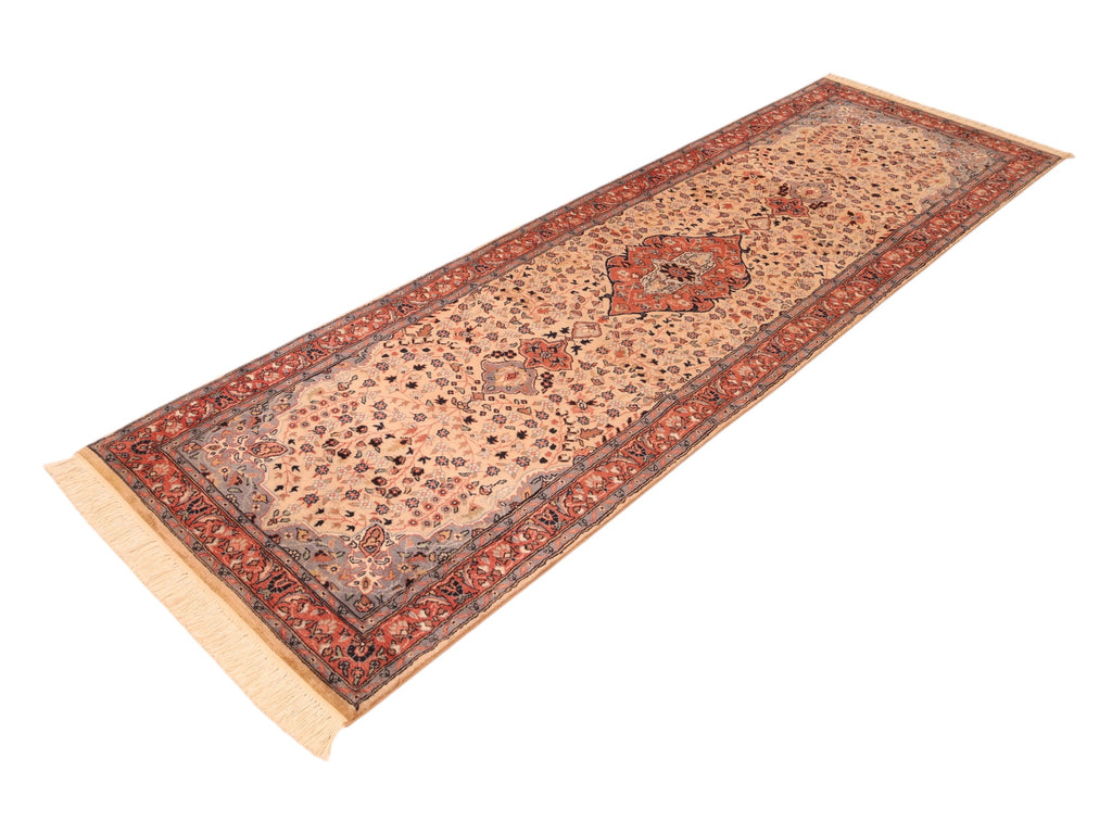 Pakistanischer Läufer aus Wolle – handgeknüpft, Beige, 269 × 75 cm