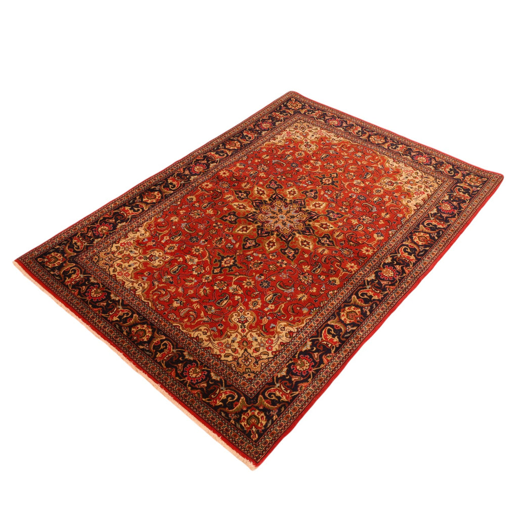 Qom-Perserteppich aus Wolle – handgeknüpft, Rot, 159 × 109 cm