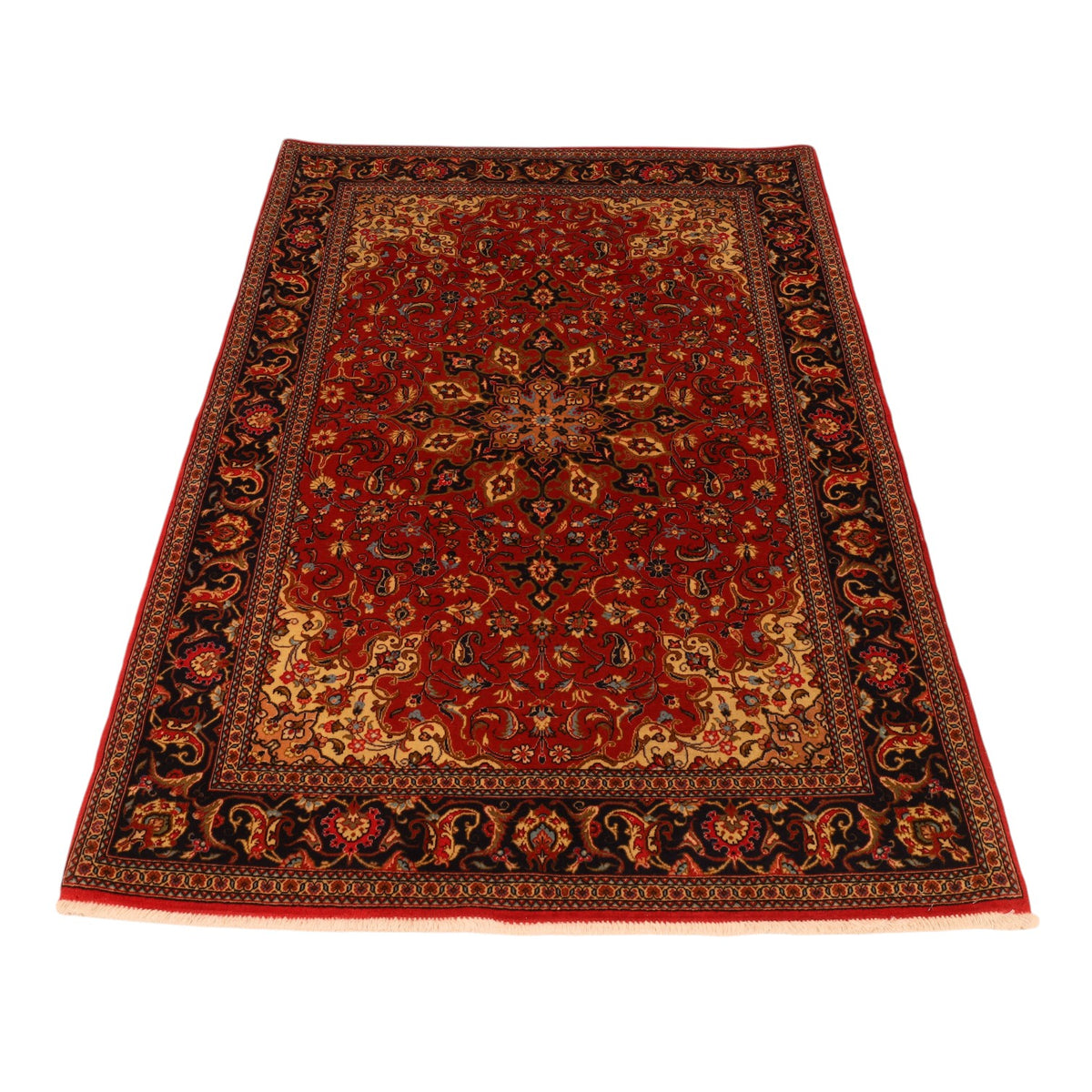 Qom-Perserteppich aus Wolle – handgeknüpft, Rot, 159 × 109 cm