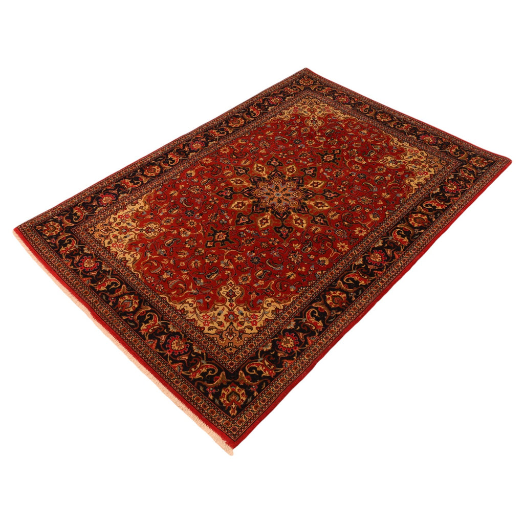 Qom-Perserteppich aus Wolle – handgeknüpft, Rot, 159 × 109 cm