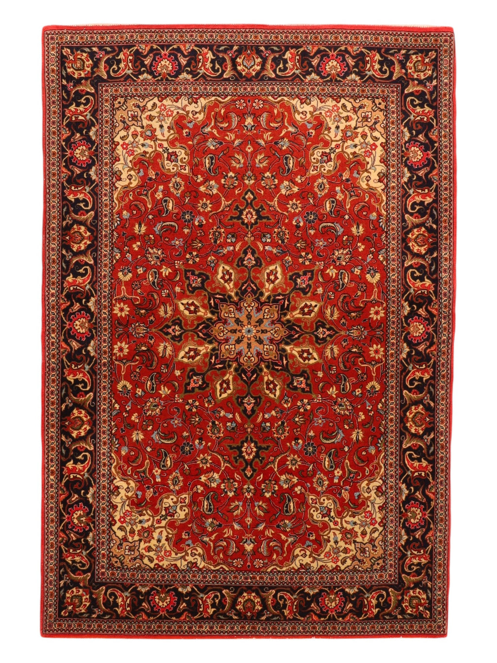 Qom-Perserteppich aus Wolle – handgeknüpft, Rot, 159 × 109 cm