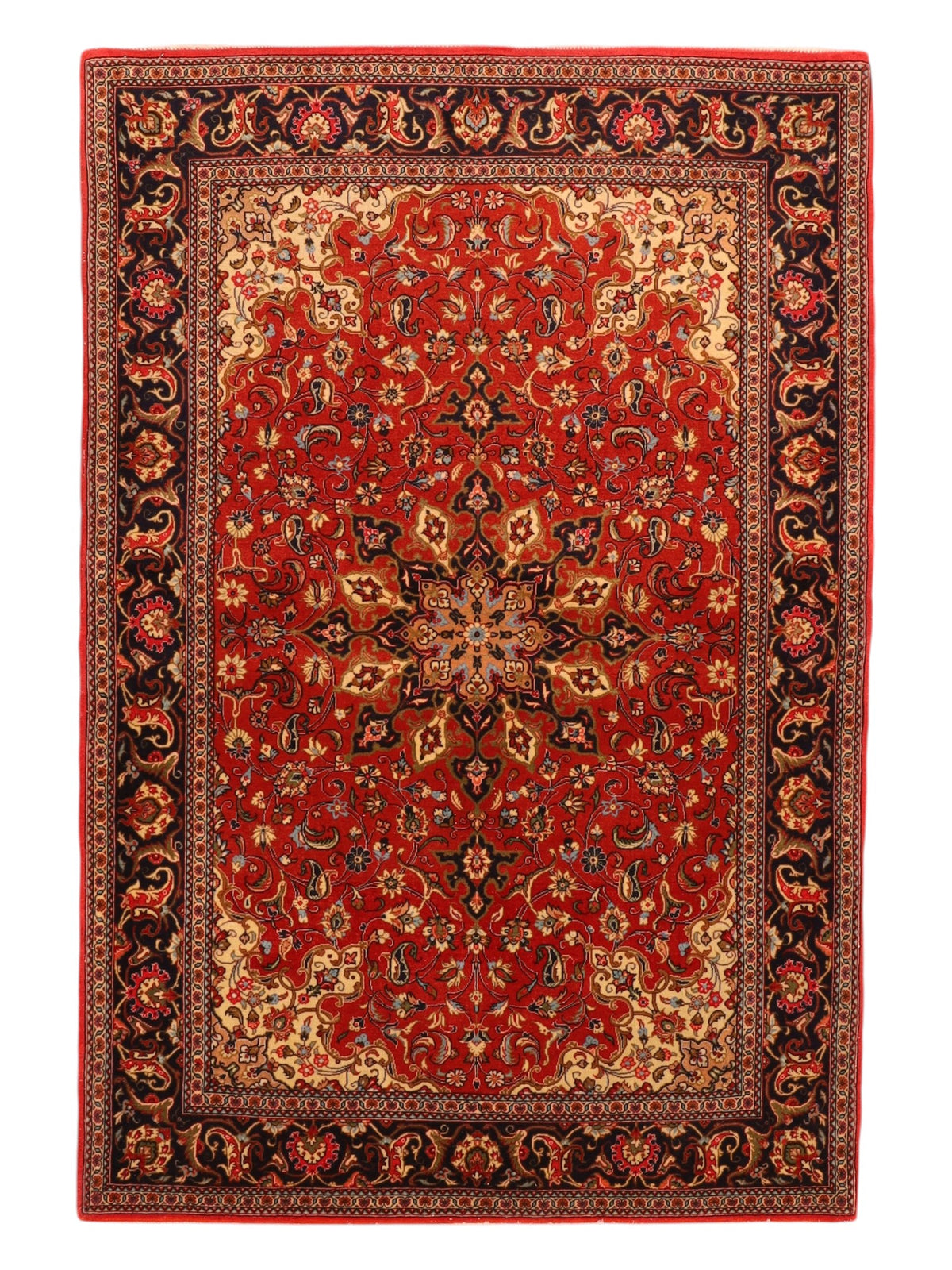 Qom-Perserteppich aus Wolle – handgeknüpft, Rot, 159 × 109 cm