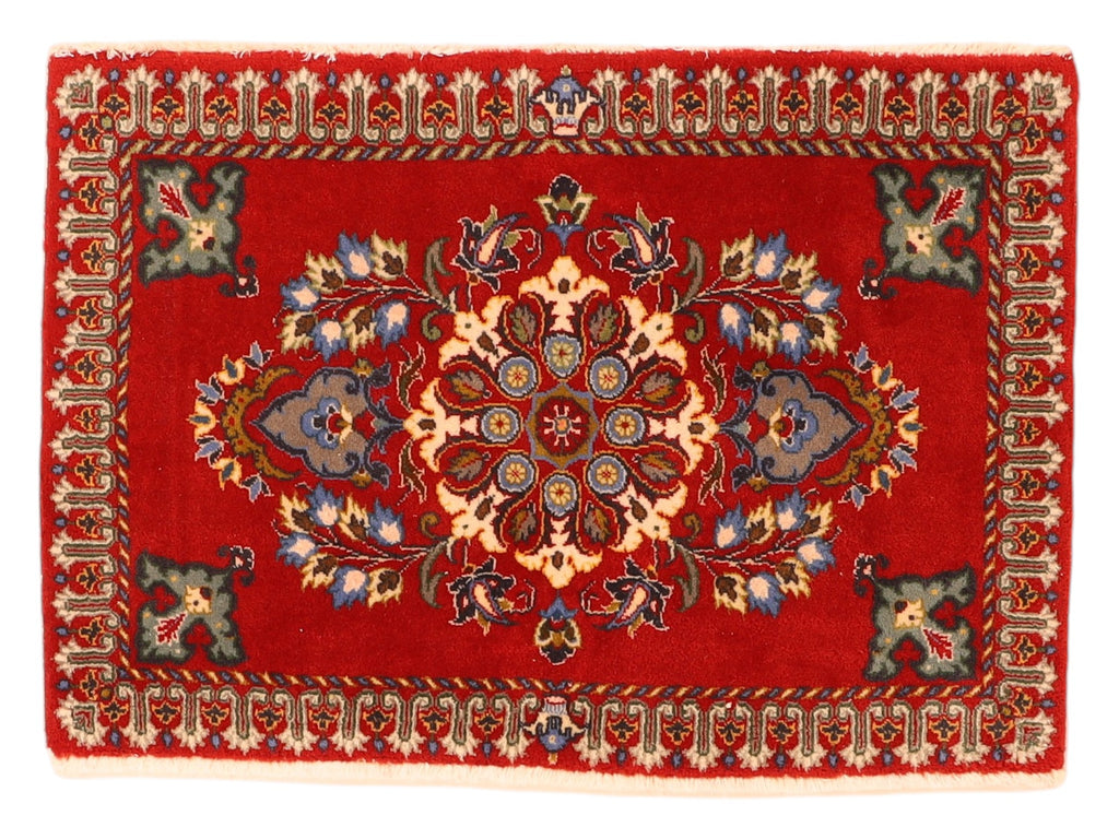 Handgeknüpfter Perserteppich Täbriz 93x65 Wolle Rot Blau