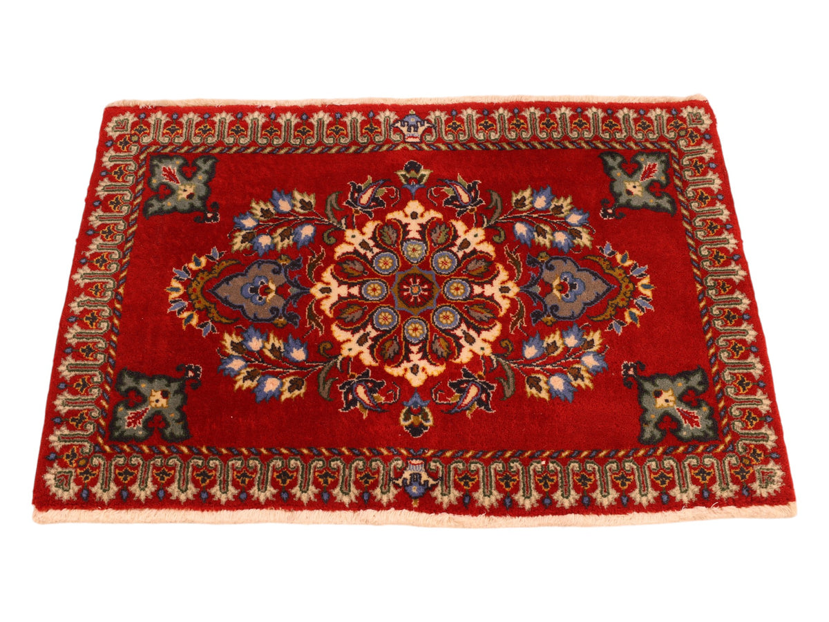 Handgeknüpfter Perserteppich Täbriz 93x65 Wolle Rot Blau