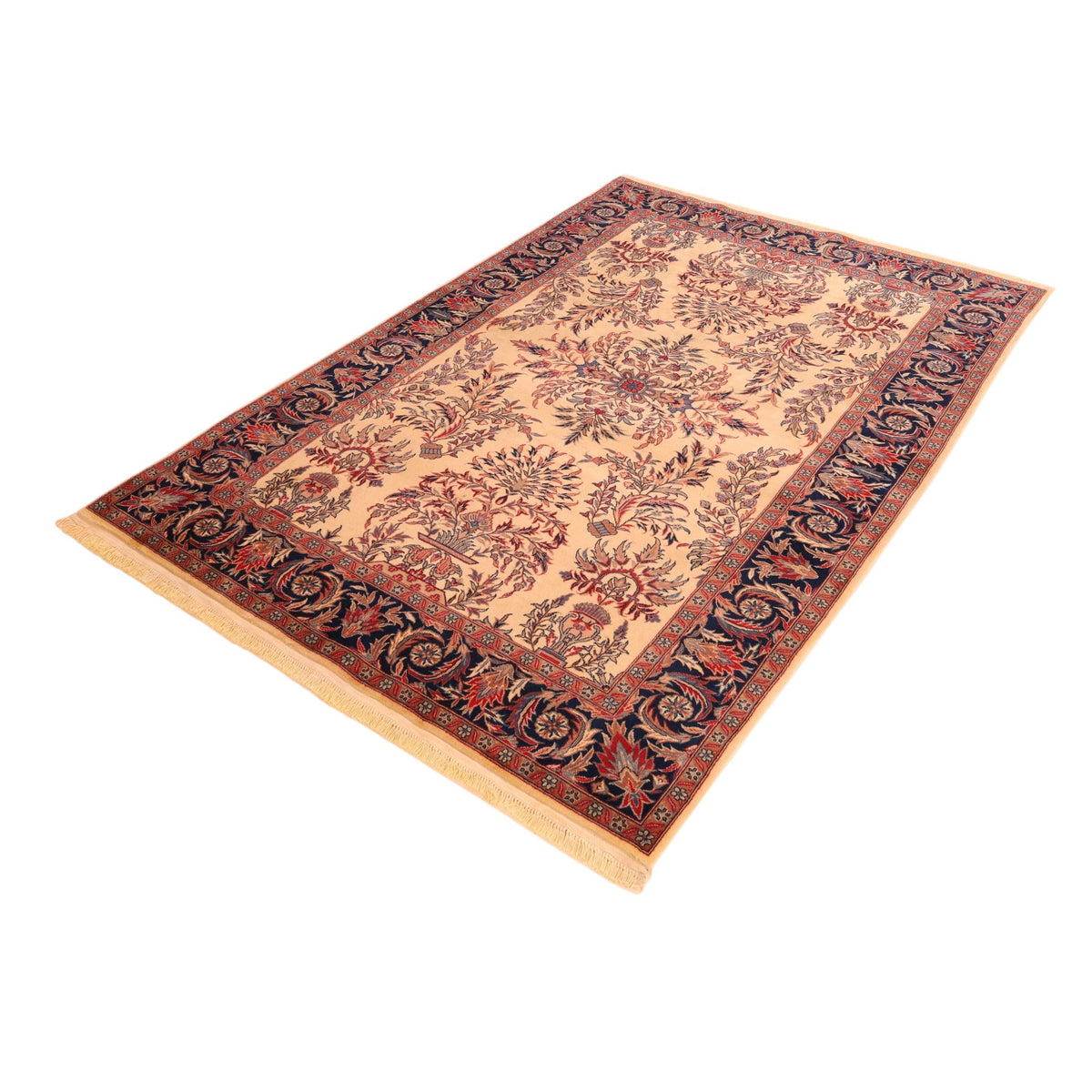 Chinesischer Wollteppich – handgeknüpft, Beige, 163 × 128 cm