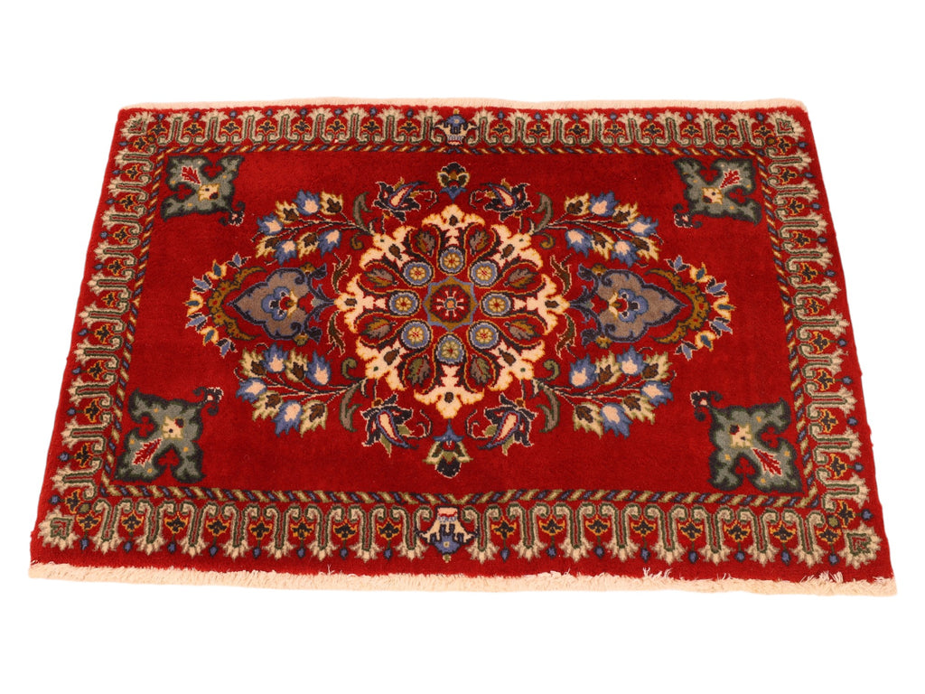 Handgeknüpfter Perserteppich Täbriz 93x65 Wolle Rot Blau